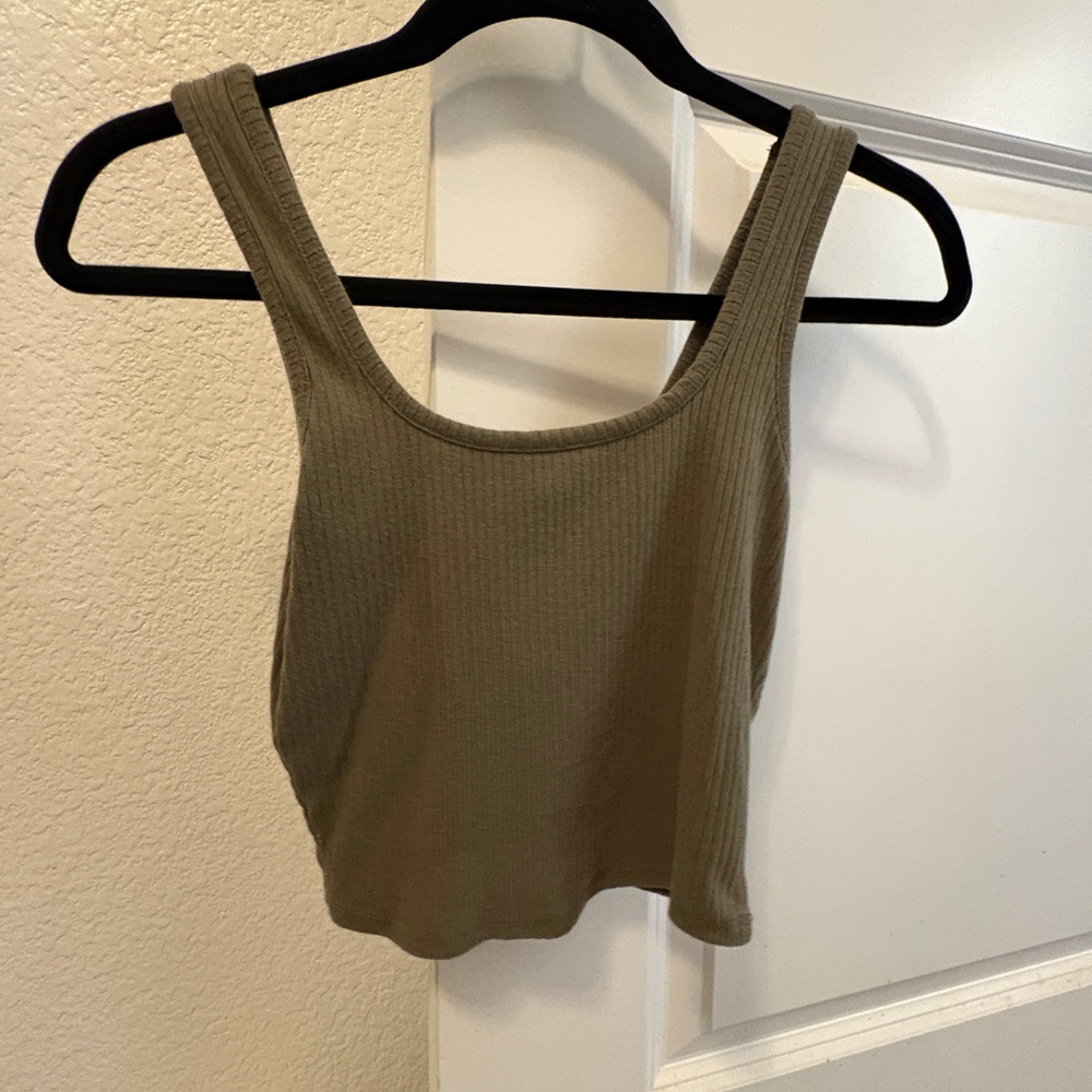 Tilly's Olive Ribbed Crop Top